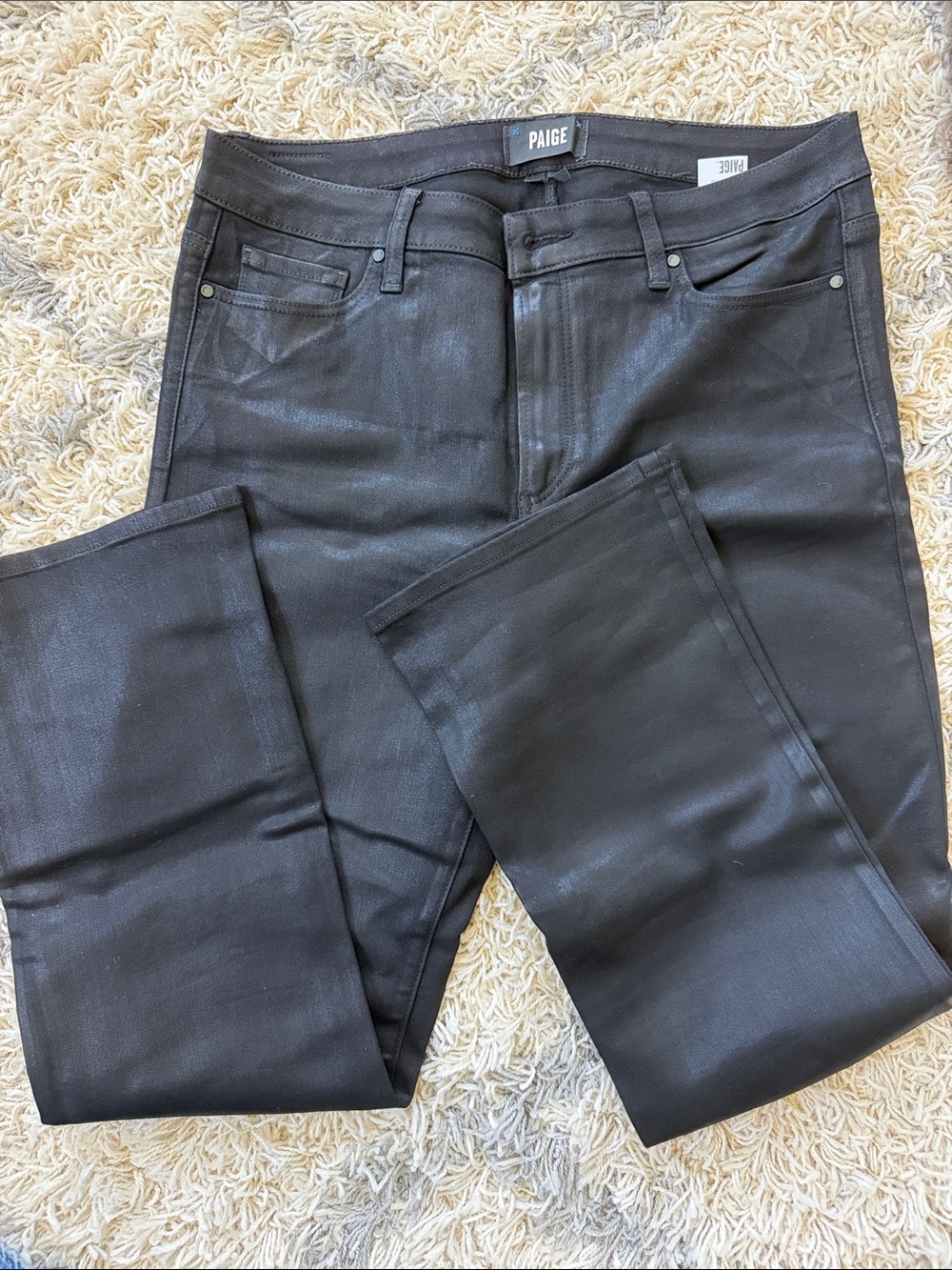 PAIGE Black Coated Jeans